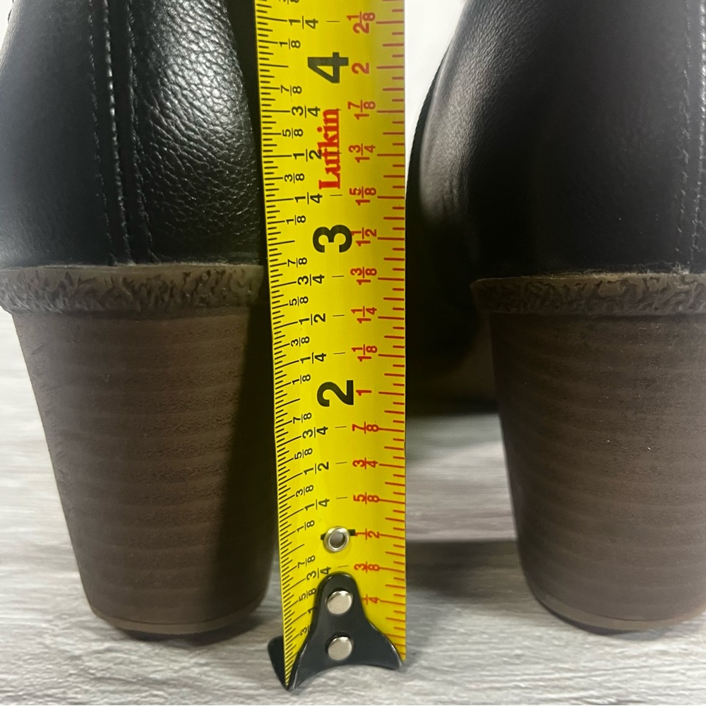 Rieker Black Leather Side Zip Wool Lined Heeled Ankle Boots - Picture 10 of 16